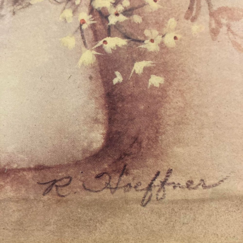 Vintage Still Life Floral Oil Painting Signed by r hoefnner framed in glass - Picture 2 of 5